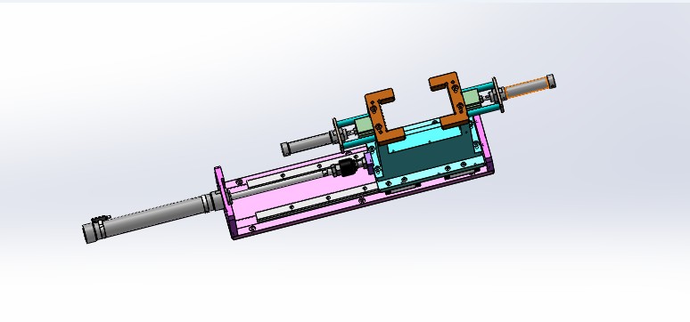 气缸滑台双气缸夹具3D数模图纸 Solidworks设计 附STEP